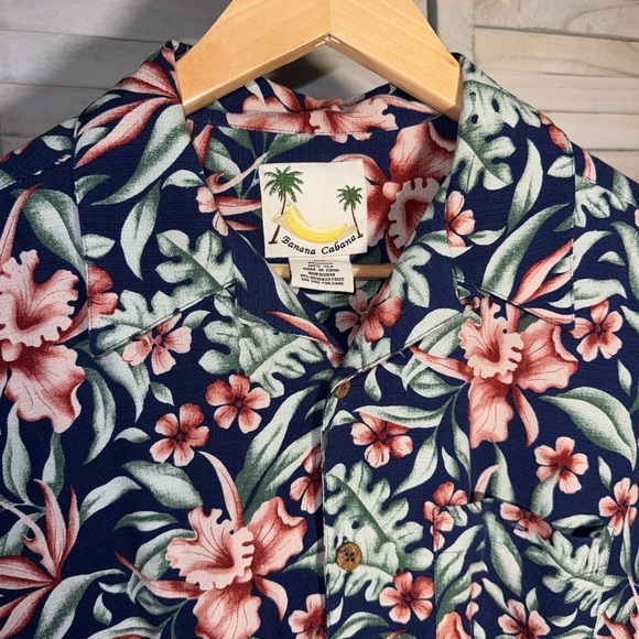 Banana Cabana Other - EUC | Banana Cabana | Navy Floral Men's 100% Silk Shirt
